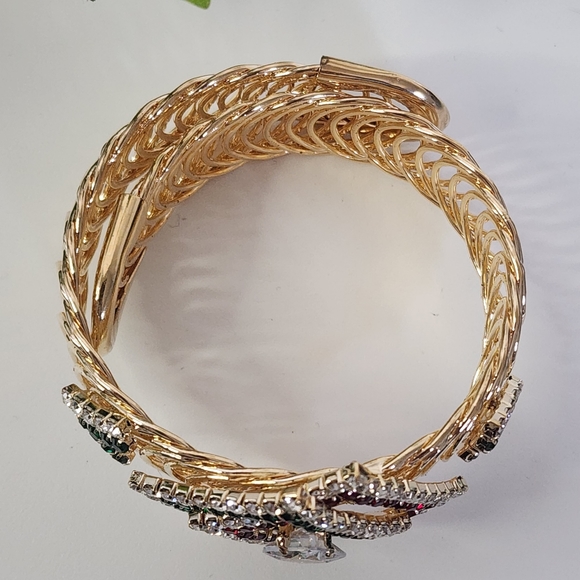 Gold with Crystal Stones Adjustable Braclet / Arm Cuff New - Picture 6 of 7